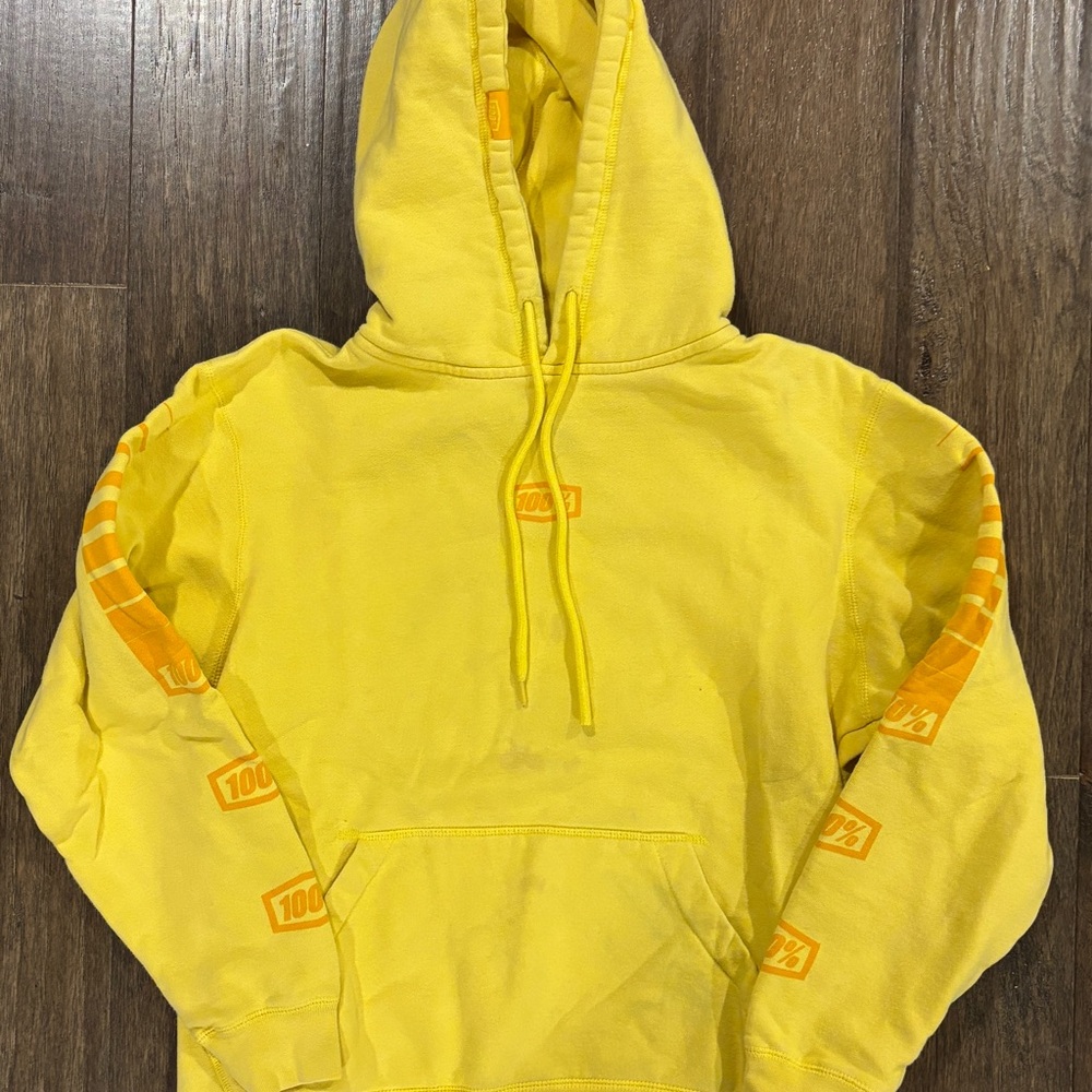 100% Percent Youth Medium Yellow Hoodie with Dark Yellow Accents